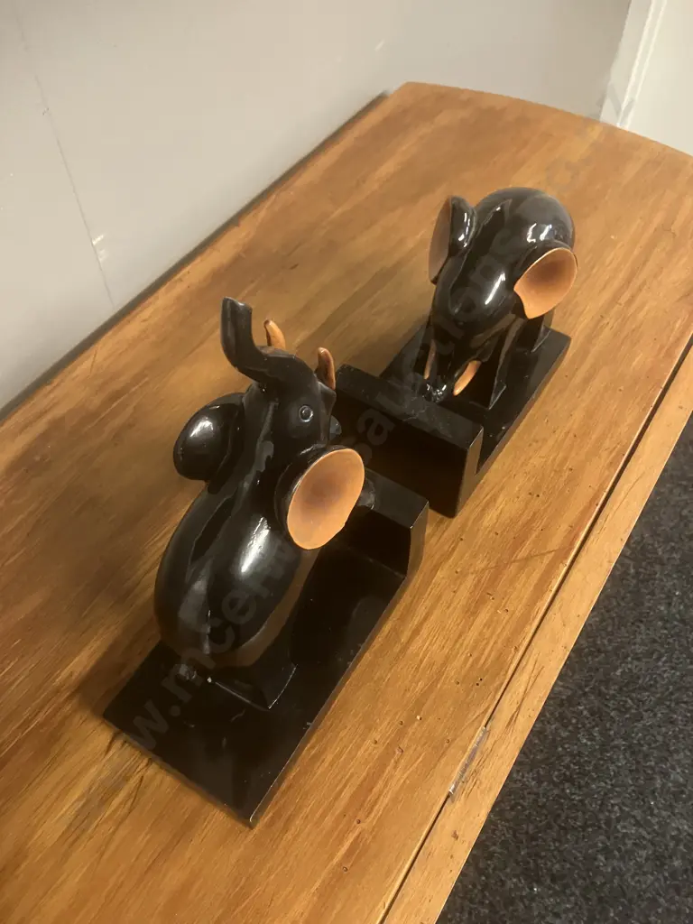 Pair of Mid Century Modern Elephant Bookends Image 1++