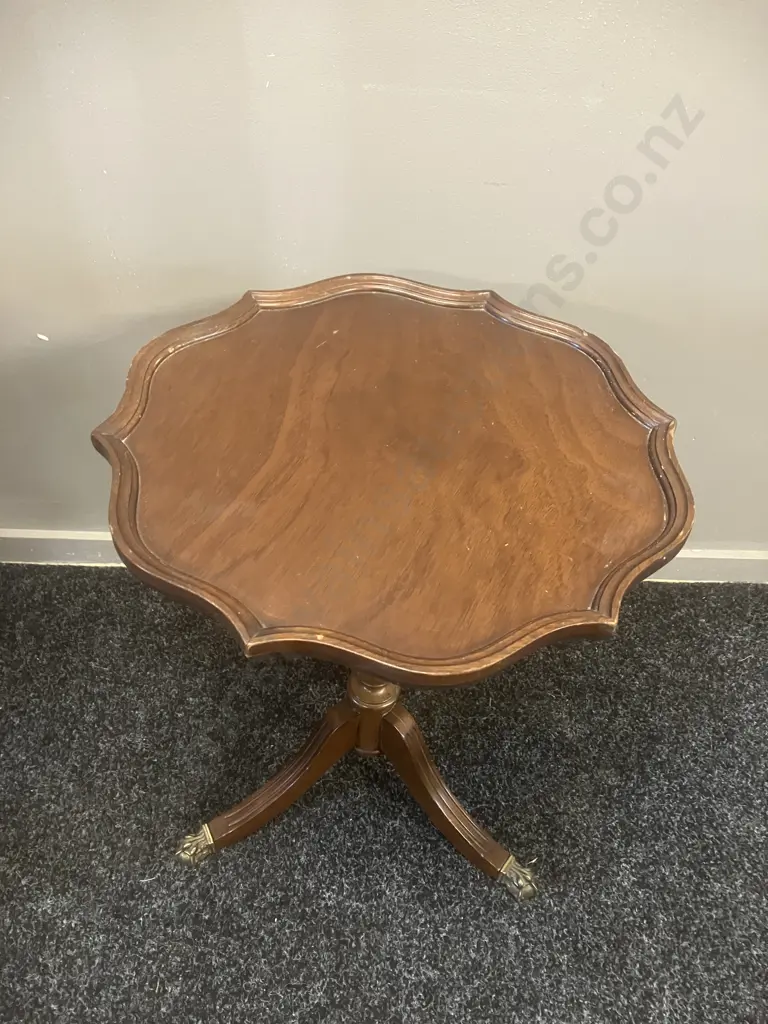 Round Wine Table With Three Brass Claw Feet. 50 x 40.5cm Image 1++