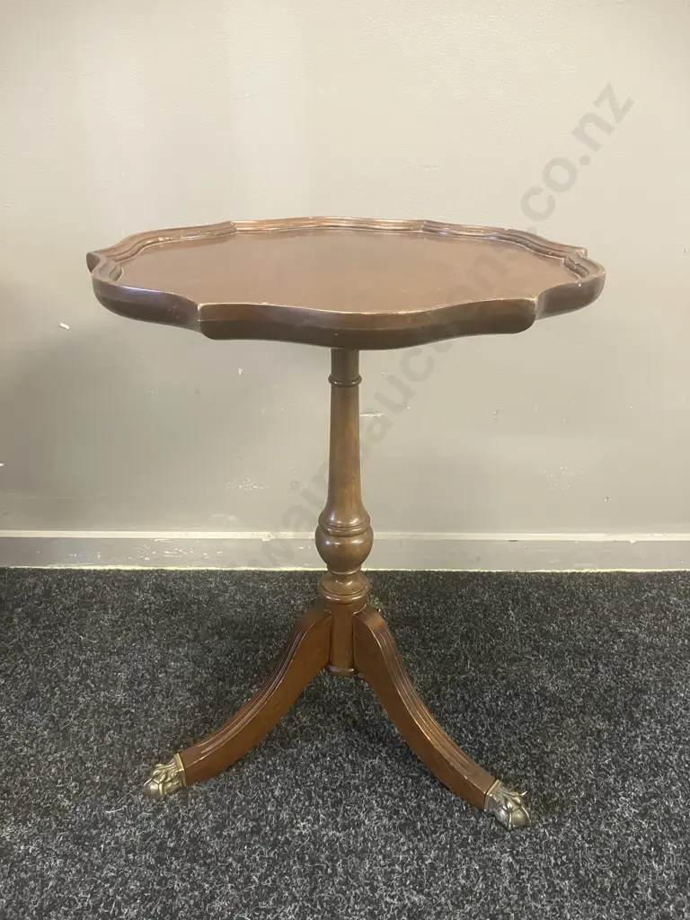 Round Wine Table With Three Brass Claw Feet. 50 x 40.5cm Image 1++