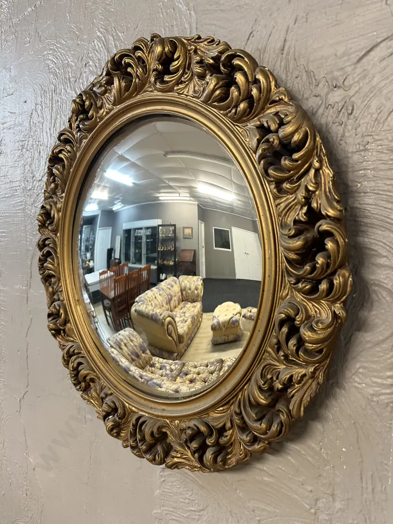 Antique Ornate Round Convex Mirror Dia57cm. Image 1++