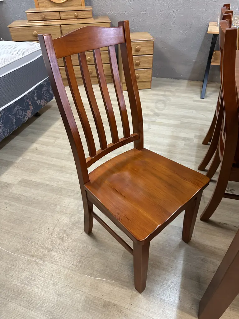 Rectangular Dining Suite Table & Six Chairs Curved Slat Back With Moulded Seats Image 1++