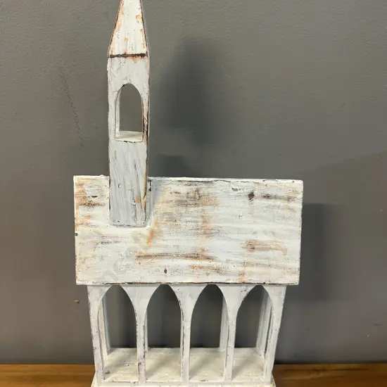 Decorative White Washed Church Ornament H51cm