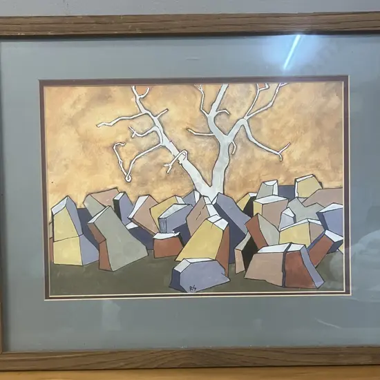 Original Gouache & Ink Titled "Fairyland, Hebden Gill" 2007. Signed R S. 38 x 47cm Including Frame