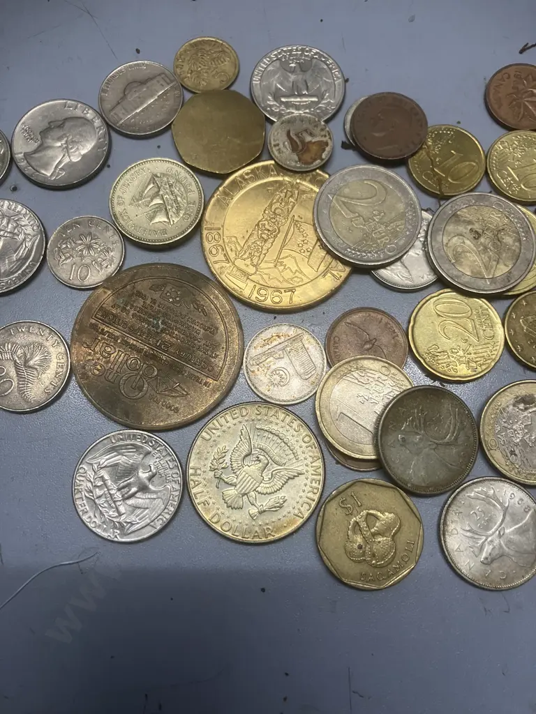 Assorted Euro Coins, American, Danish Kroner, Canadian Etc Image 1++