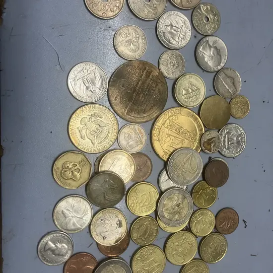 Assorted Euro Coins, American, Danish Kroner, Canadian Etc