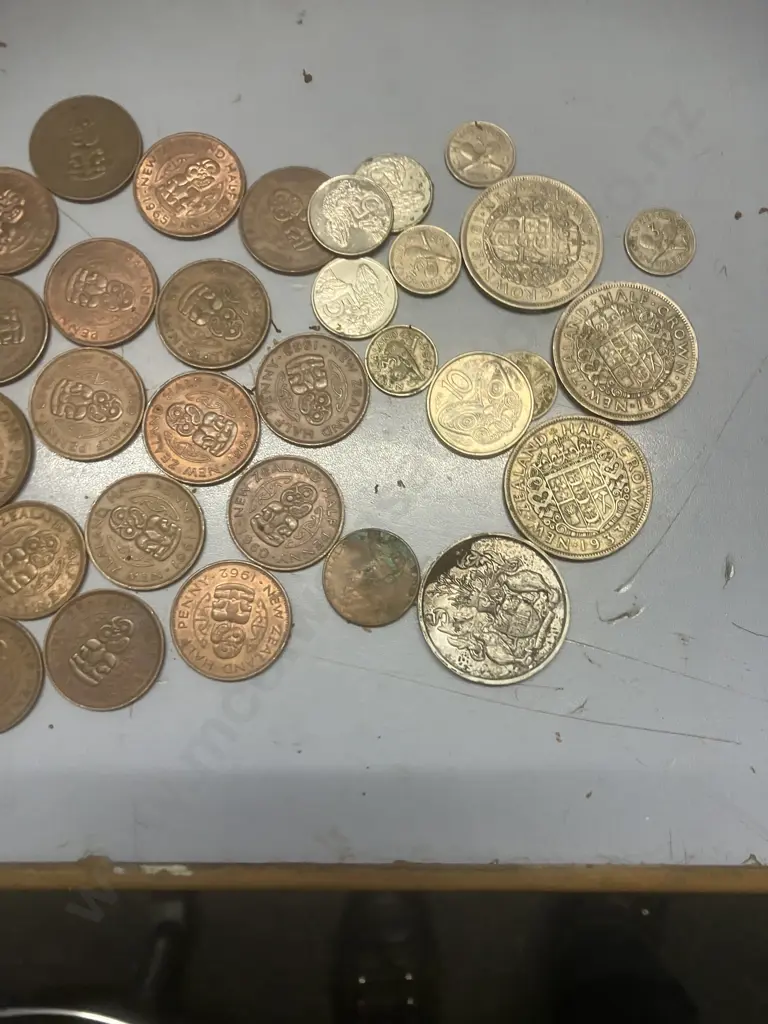 Assorted NZ Coins - 1933 Half Crown, Auckland Centennial, Etc Image 1++