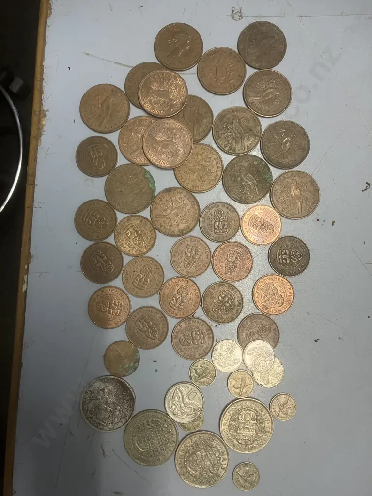 Assorted NZ Coins - 1933 Half Crown, Auckland Centennial, Etc Image 1++