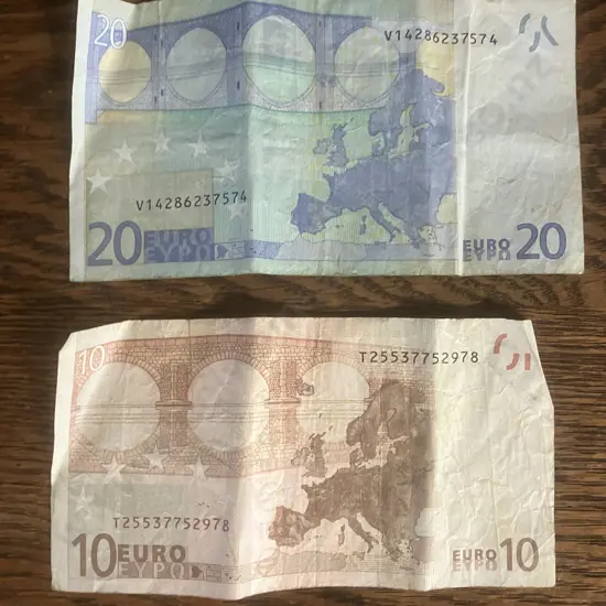 20 Euro & 10 Euro 2002 Circulated Banknotes