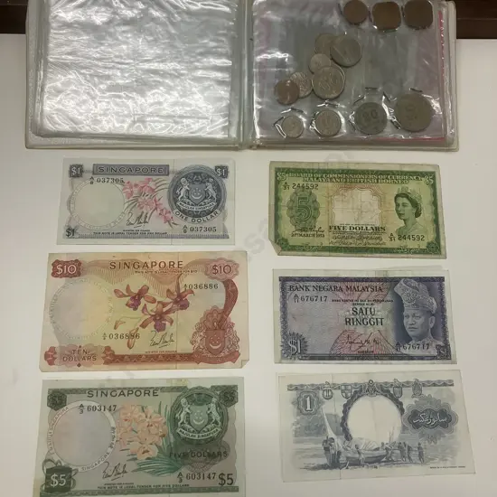 Singapore Orchid Series Notes, Coins, Malaysia Notes & Coins Etc