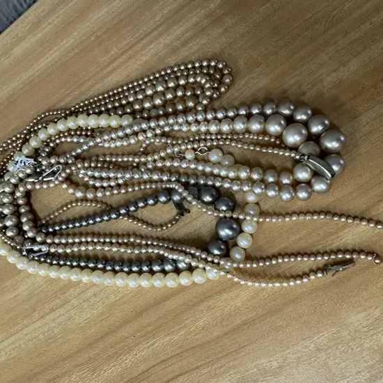 Selection Of Vintage Beaded Necklaces Including Pearl Style