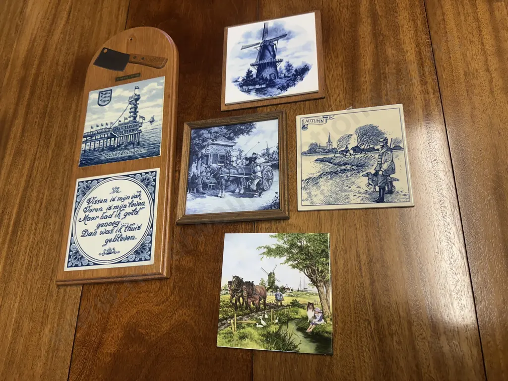 Vintage Dutch Wall Hanging Cheese Board & Tiles Image 1++
