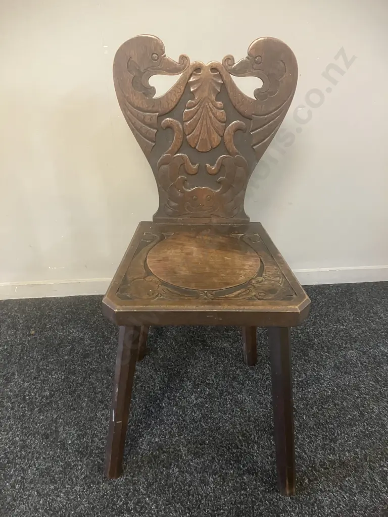 Antique Folk Art Chair Hand Carved Ducks Image 1++