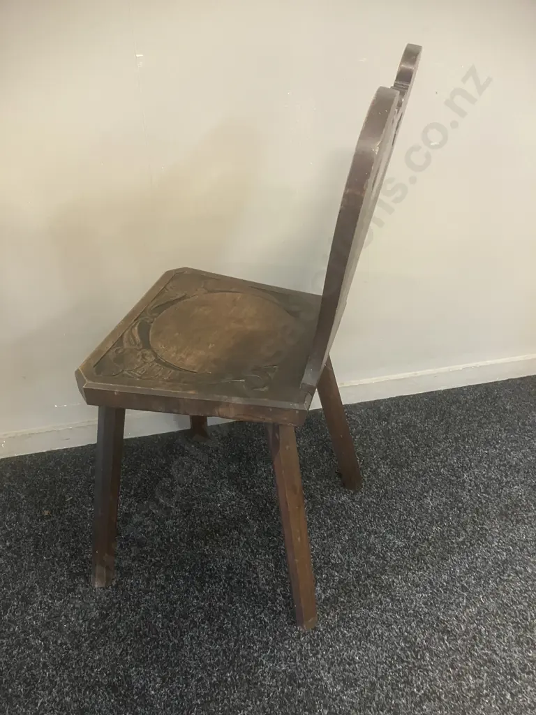 Antique Folk Art Chair Hand Carved Ducks Image 1++