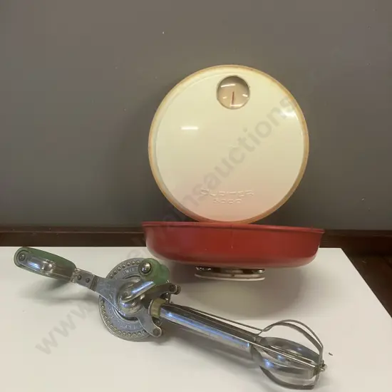Jupiter 5000 Vintage Wall Scale, West Germany (Basin Split) With Swift Whip Hand Beater