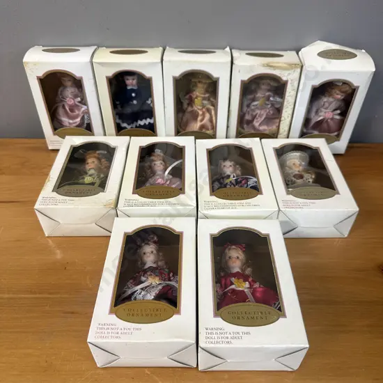 Collection Of Miniature Porcelain Doll Ornaments Boxed