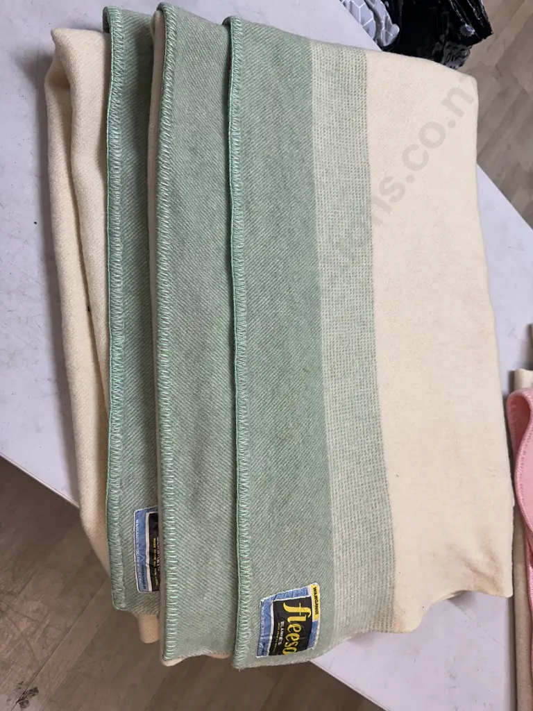 Vintage Single Wanganui Fleeso Woollen Blankets Image 1++