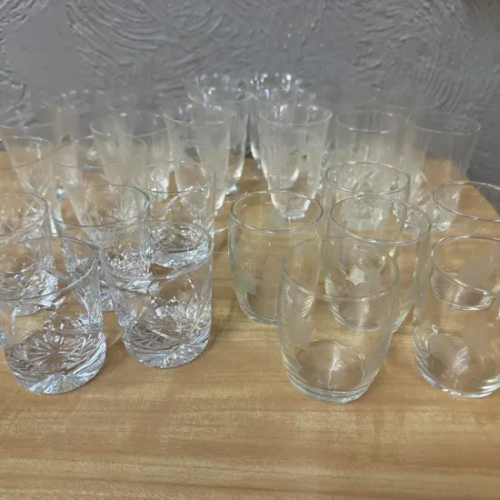 Selection Of Vintage Crystal Glasses Including Brieley, Empress Etc