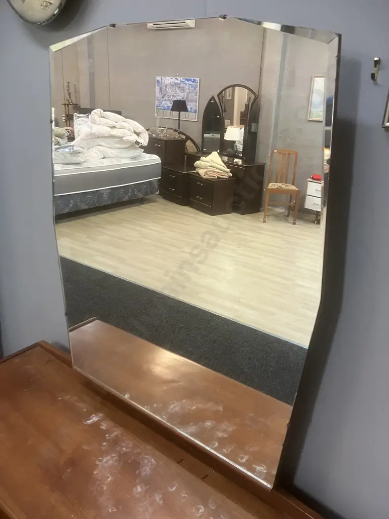 MCM Mirrored 6 Drawer Dresser, Bevelled Mirror, Original Handles, Tapered Legs. H161 W130 D42cm Image 1++