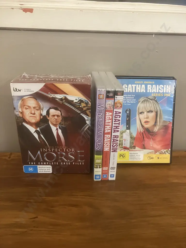Inspector Morse Complete Case Files DVD NZ, Agatha Raisin Series 1, 2, 3 & Midsomer Murders Season 1 Image 1++