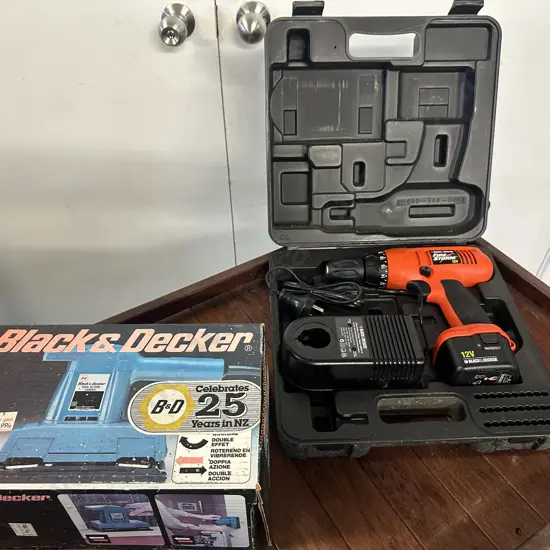 Black & Decker Fire Storm 12v Drill In Case & Dual Action Sander