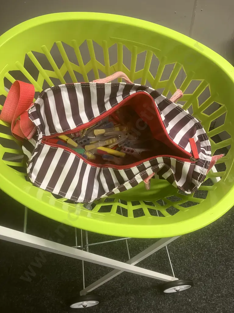 Wash Basket, Pegs & Bag, Folding Trolley Image 1++