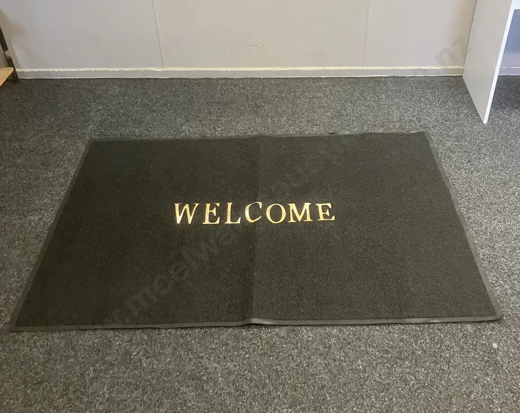 Pair of 'WELCOME' Black PVC Floor Mats 120 x 180cm Image 1++