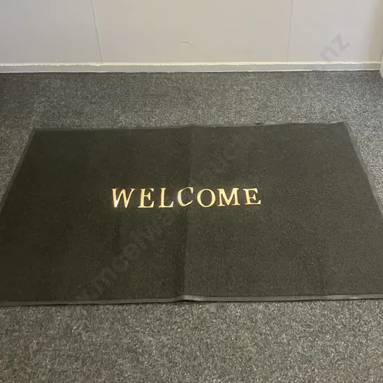 Pair of 'WELCOME' Black PVC Floor Mats 120 x 180cm