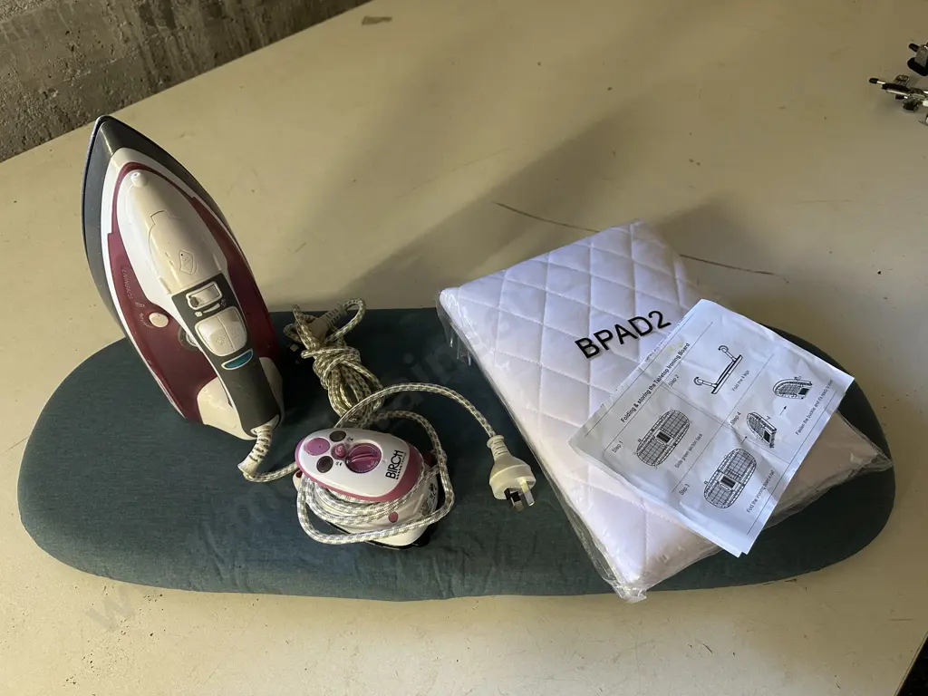 Folding Table Top Ironing Board, Birch Mini Steam Iron, Living & Co Iron  Image 1++