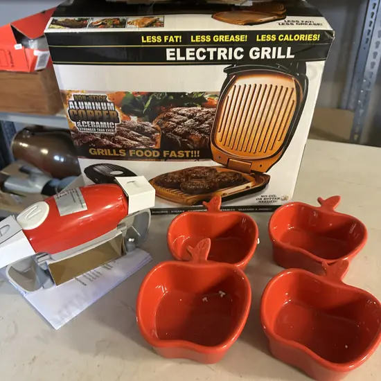 Electric Grill, Apple Shaped Ramekins & Jar opener