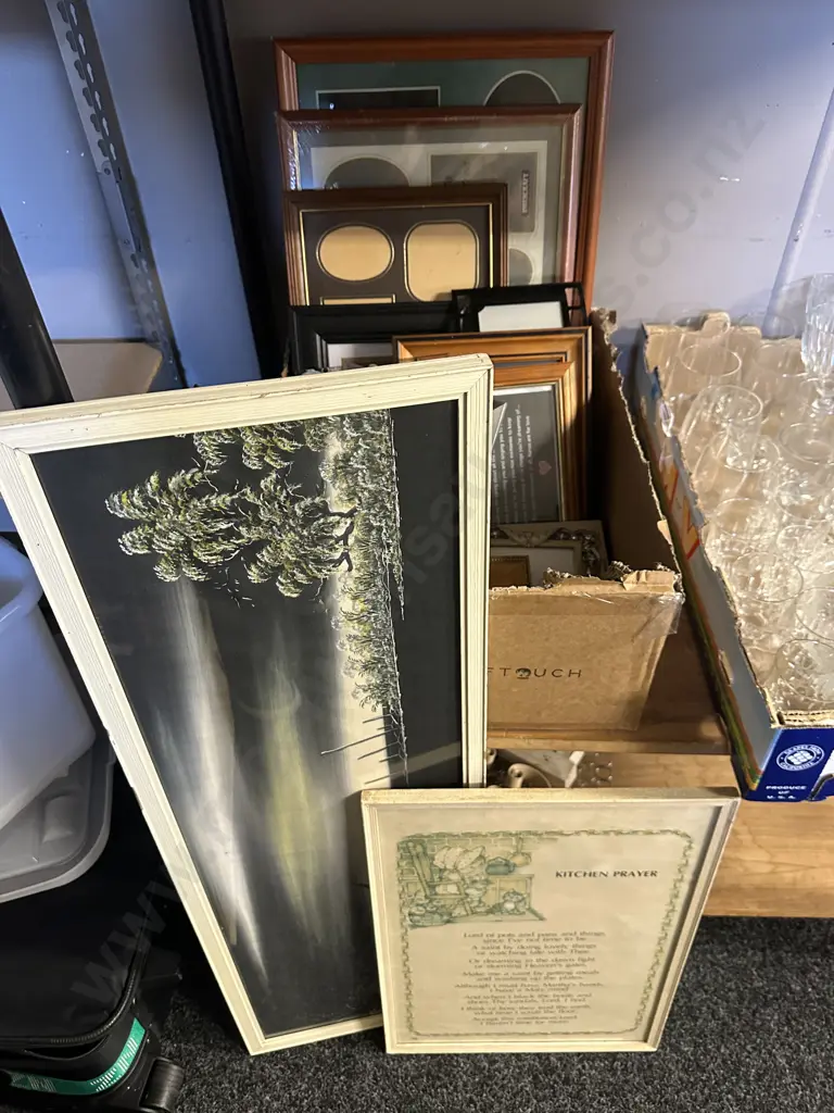 Box Lot Assorted Frames, Picture & Framed Prayer Image 1++