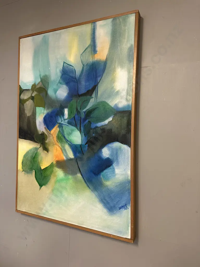 "Blue Garden" an Original Artwork by Eleanor Joel, New Zealand (1913 -2001). Signed Bottom Right. 95 x 65cm Image 1++