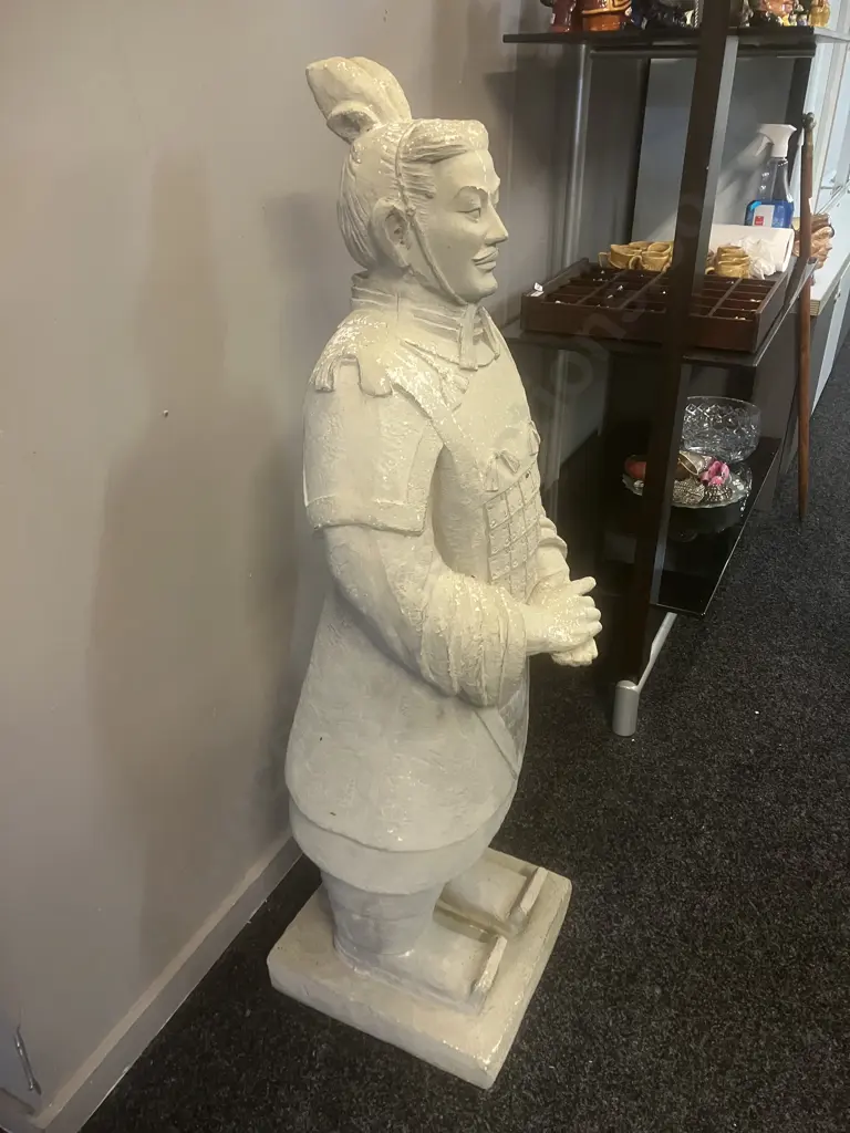 Terracotta Warrior Statue - Grey Fibre Cement. 101cm Image 1++