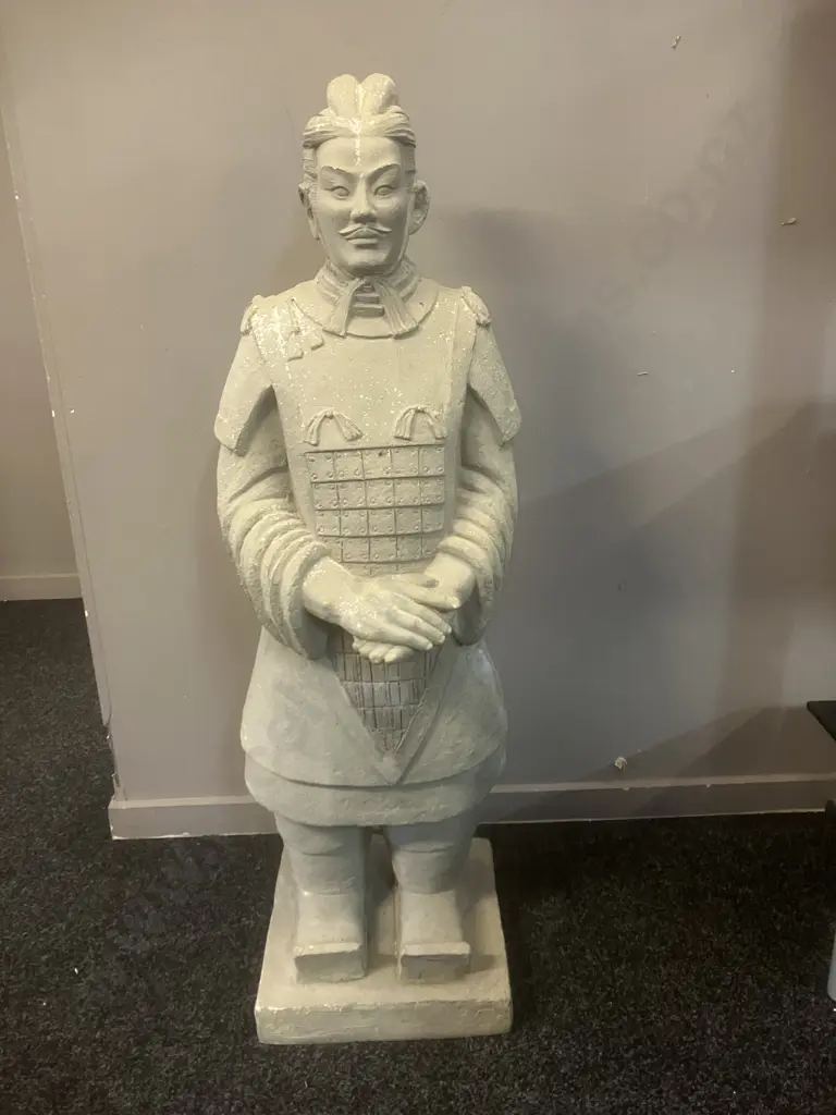 Terracotta Warrior Statue - Grey Fibre Cement. 101cm Image 1++