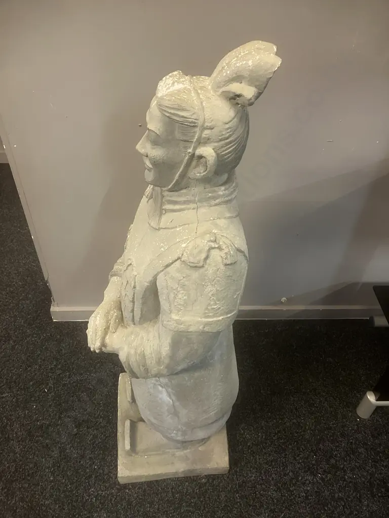 Terracotta Warrior Statue - Grey Fibre Cement. 101cm Image 1++