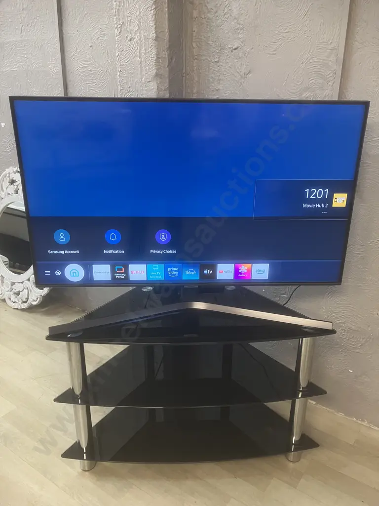 Samsung 43" Crystal UHD 4K Television - UA43TU8500S With Remote Control & Black Glass TV Stand Image 1++