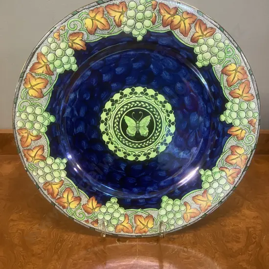 Large Maling Blue Lustre "Grape Vine Border' Chelsea Plate. 28.5cm