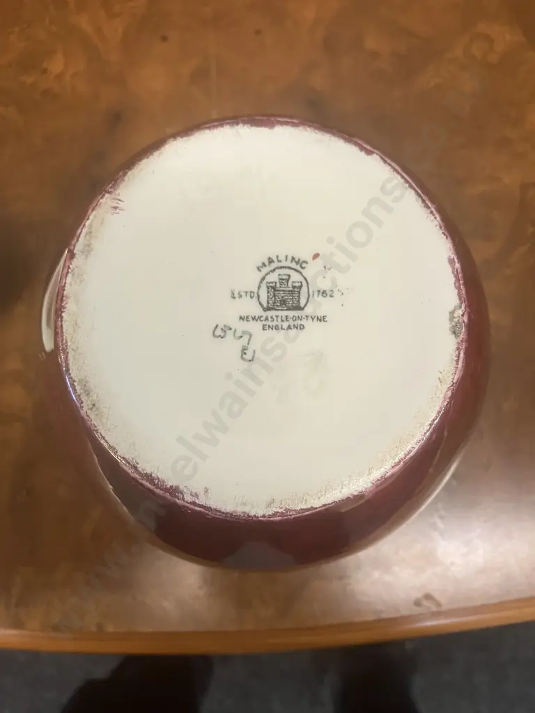 Maling Embossed Blossom Bough Pink for Ruby Lidded Ginger Jar c1950s. H20cm Image 1++