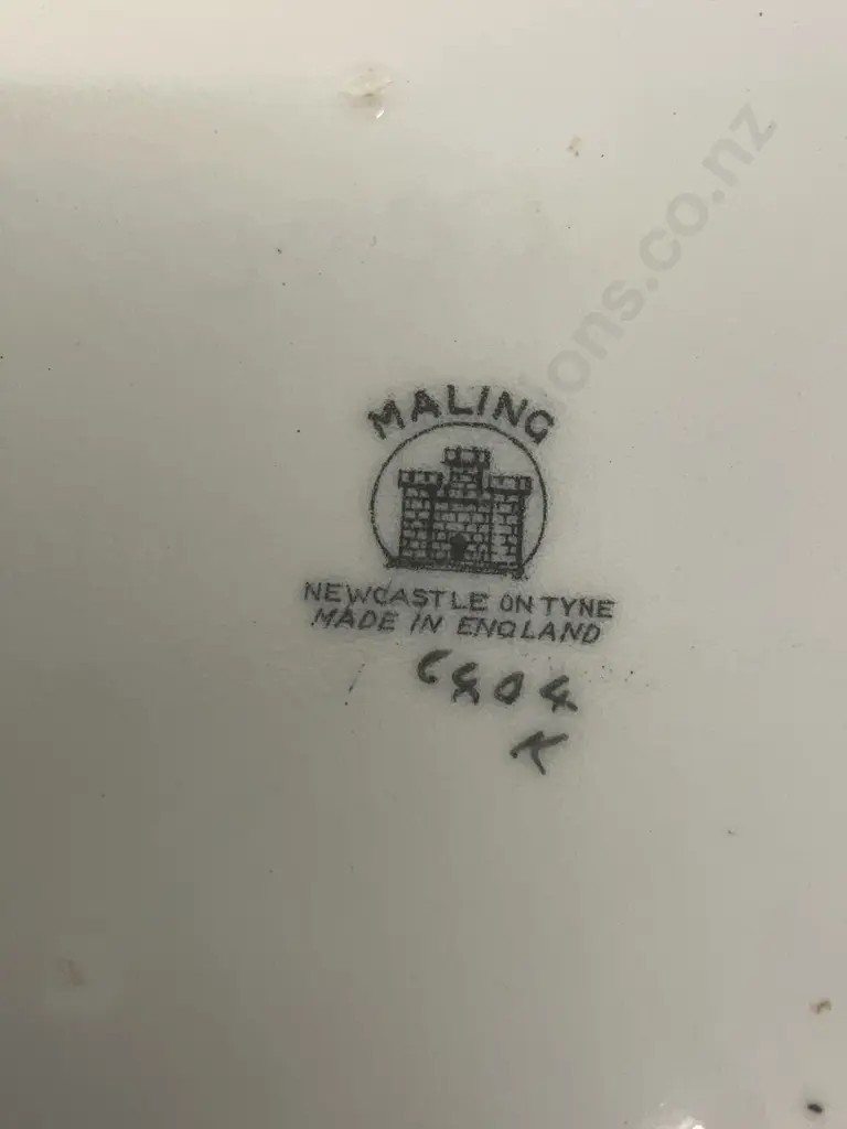 Maling Rose Pink Lustre 'Primrose Border' Art Deco Bowl c1930s. Printed Maling Mark & Painted Pattern number 6404. W21cm Image 1++