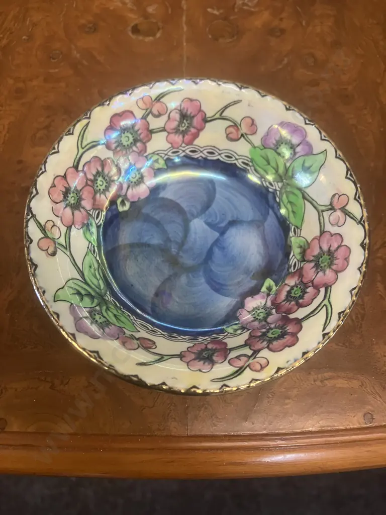 Maling 'May Bloom' Dark Blue Pattern Small Dish c1930s. W10.5cm Image 1++