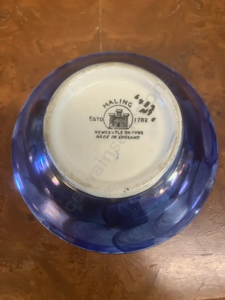 Maling 'May Bloom' Dark Blue Pattern Small Dish c1930s. W10.5cm Image 1++