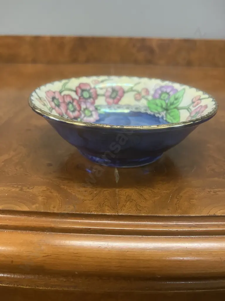 Maling 'May Bloom' Dark Blue Pattern Small Dish c1930s. W10.5cm Image 1++