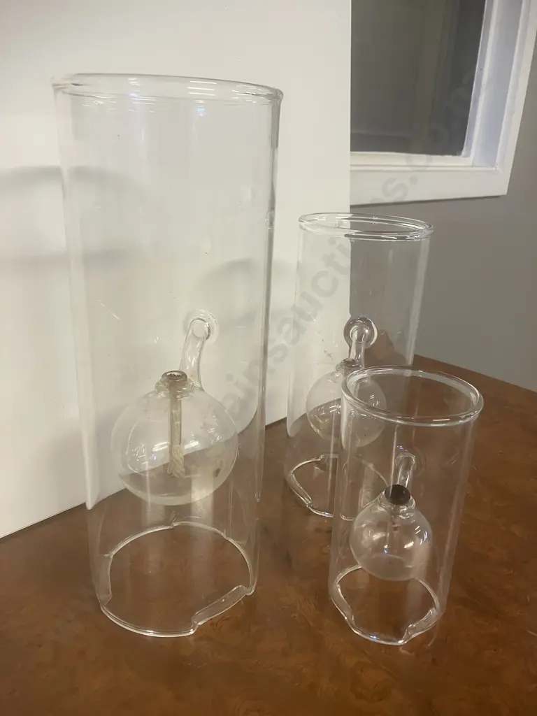 Wolfard Glassblowing Co.Classic Hand-Blown Glass Oil Lamps - 12, 9 & 6". Made In USA With Original Boxes Image 1++