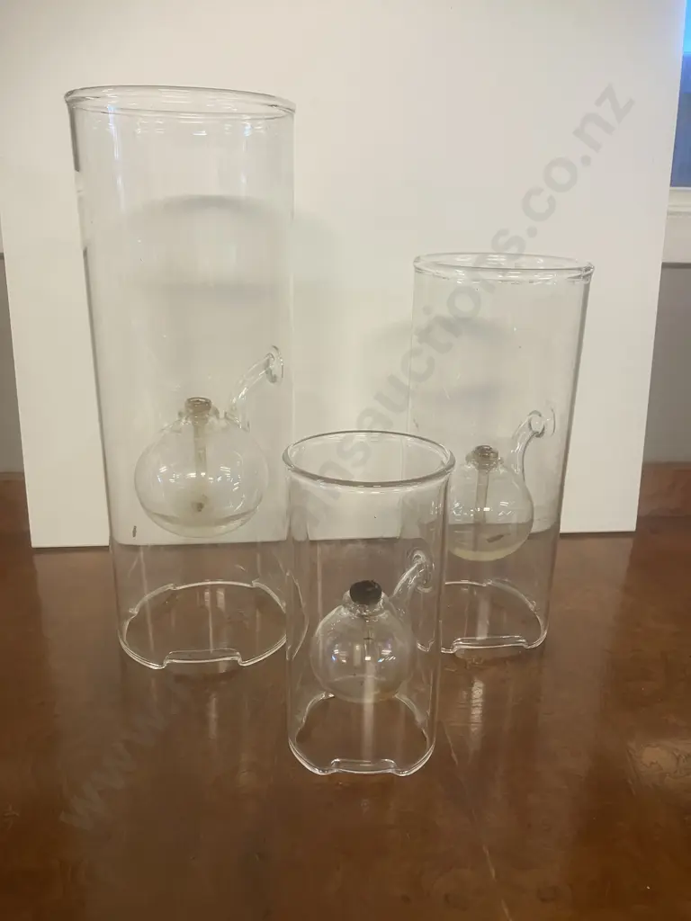 Wolfard Glassblowing Co.Classic Hand-Blown Glass Oil Lamps - 12, 9 & 6". Made In USA With Original Boxes Image 1++