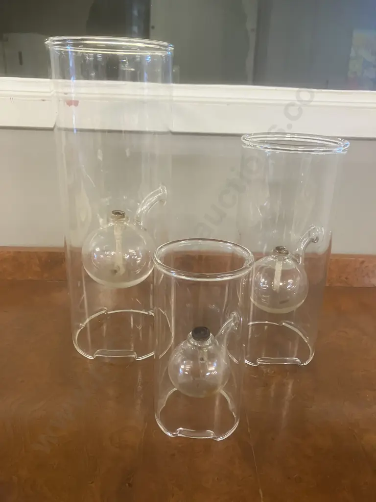 Wolfard Glassblowing Co.Classic Hand-Blown Glass Oil Lamps - 12, 9 & 6". Made In USA With Original Boxes Image 1++