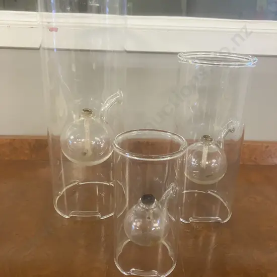 Wolfard Glassblowing Co.Classic Hand-Blown Glass Oil Lamps - 12, 9 & 6". Made In USA With Original Boxes