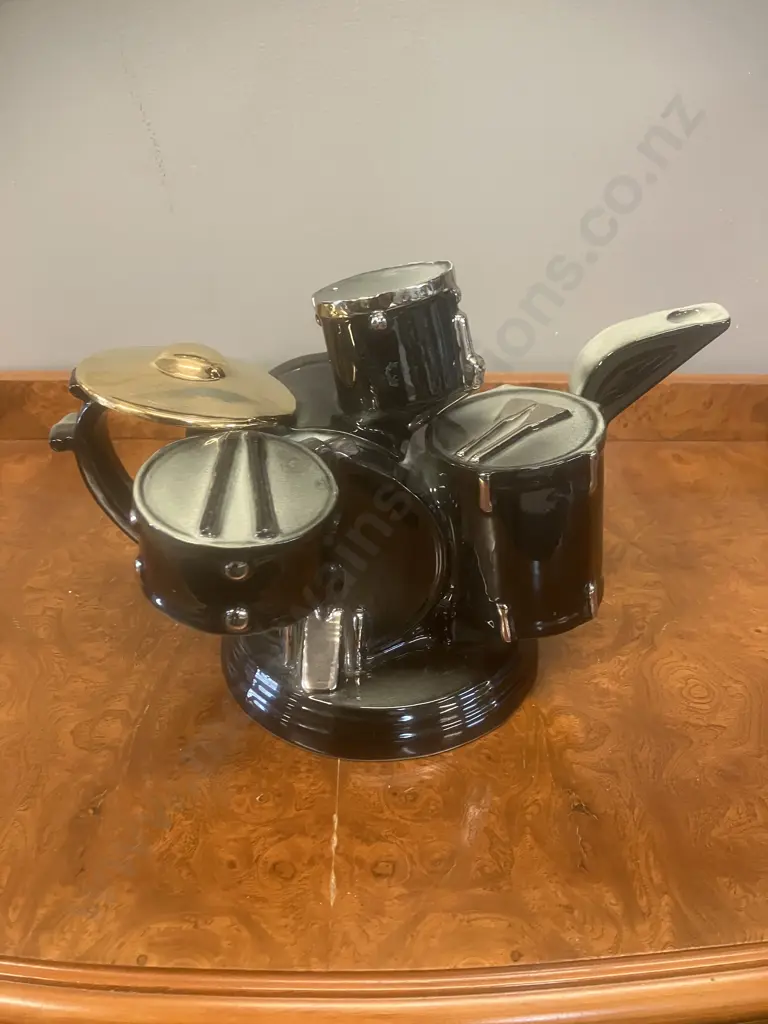 Richard Parrington Drumkit Teapot 'In Time For Tea', 1980s Made In England Image 1++