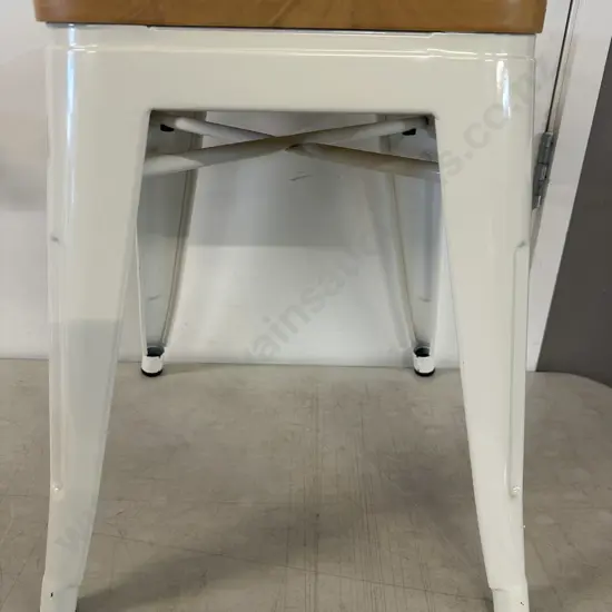 Cream Metal & Wood Seat Low Stool H46cm.