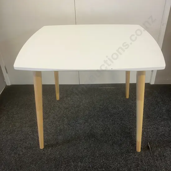 White Dining Table With Natural Finish Wooden Lega. H75 W90 D80cm (AF)