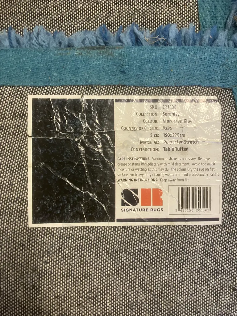 Signature Rugs Serenity Tufted Floor Rug In Moroccan Blue Colour. 150 x 220cm Image 1++