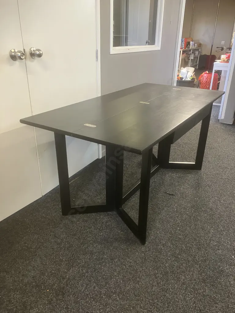 Ikea Black Console / Dining Table, 2 Drawer. H74 W160 D40 - 80cm Image 1++
